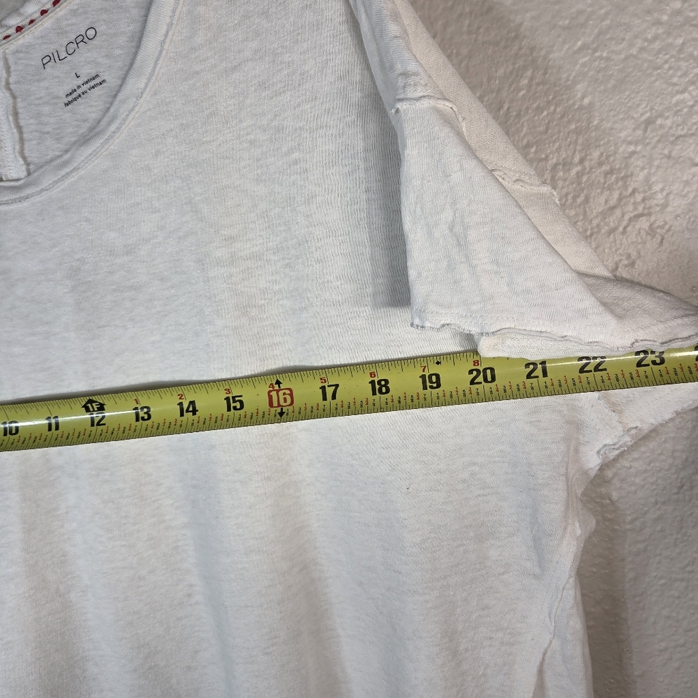 Pilcro Oversized Linen Lightweight Cap Muscle Tee Causal Sz L White Assimetrical - Picture 13 of 15